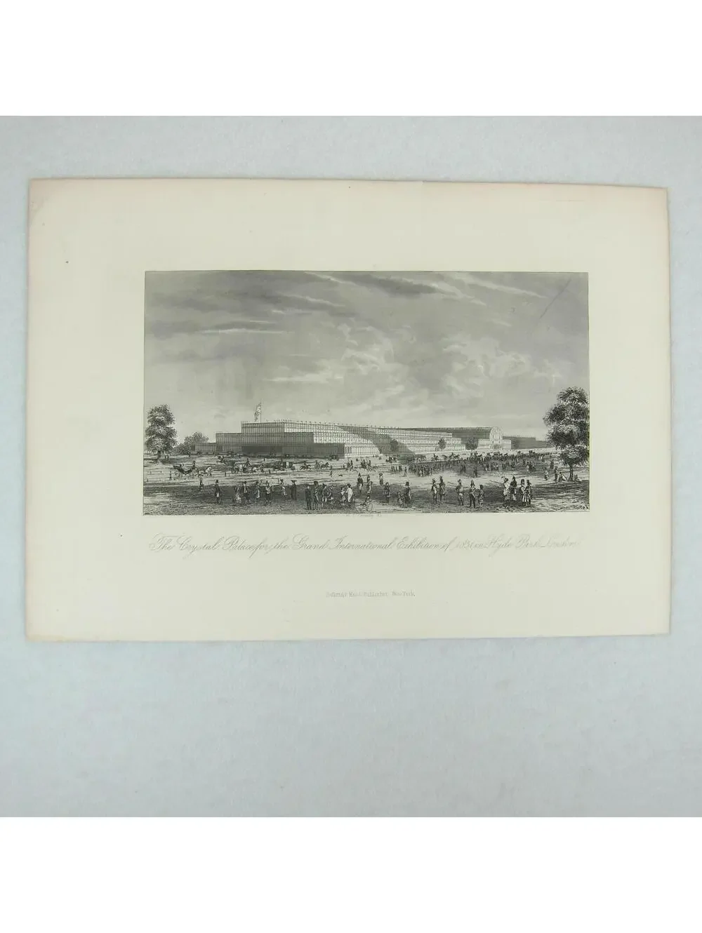 Antique 1851 Engraving Print Crystal Palace Grand International Exhibition RARE